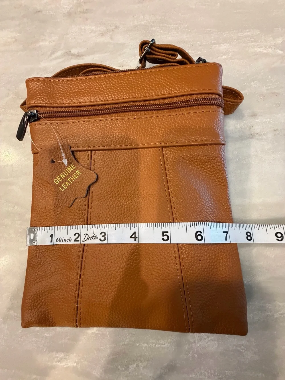 Genuine Leather Tan Crossbody Sling Bag for Women